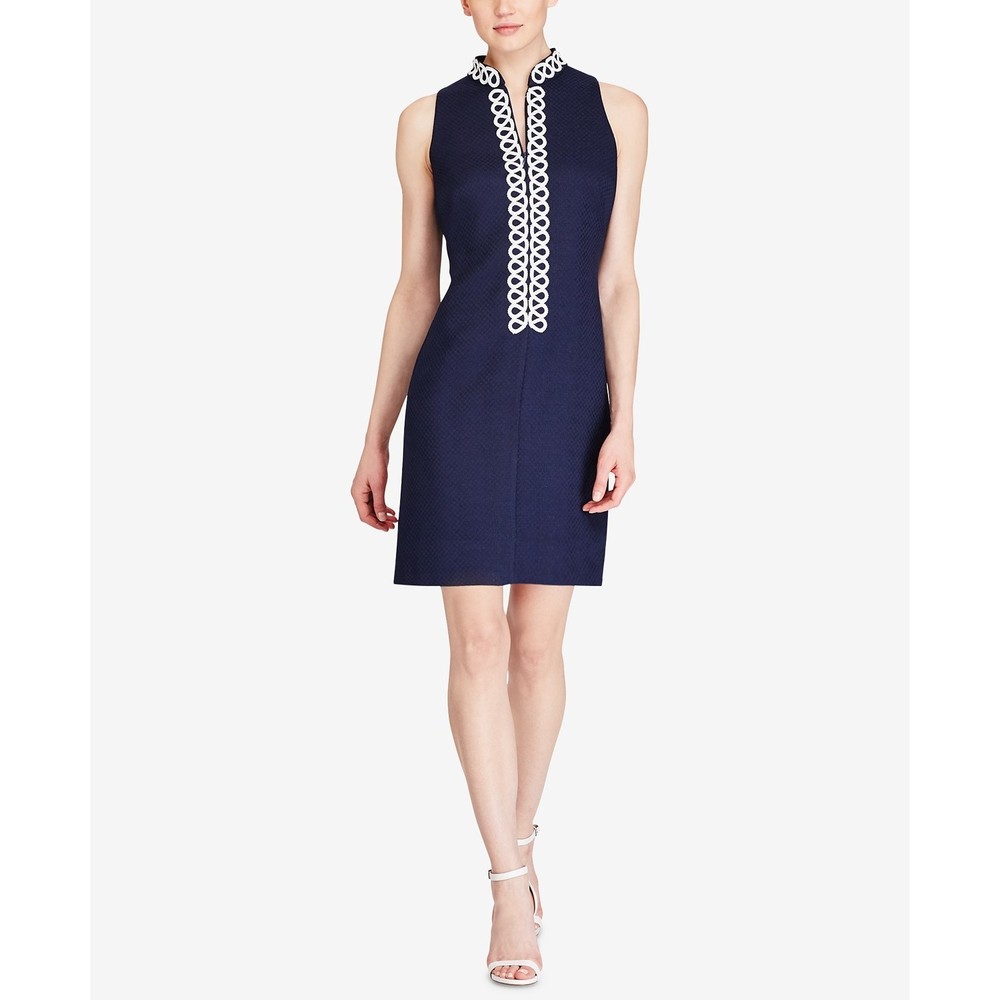 American Living Womens Jacquard Sheath Dress Size:6 Color:Navy